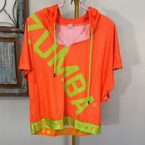 Zumba Fitness Neon Orange & Light Pink Mesh Active Top